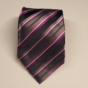 02 Stafford Black Purple & White Striped Necktie